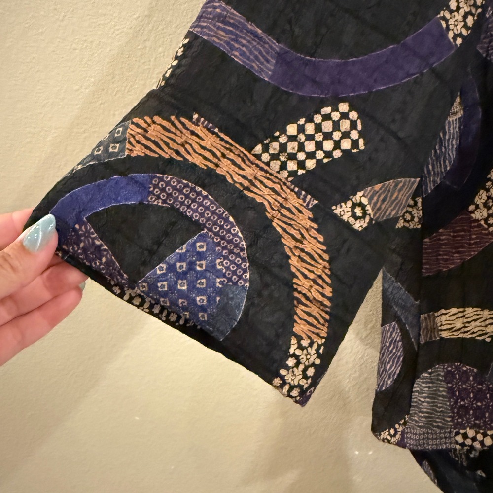 IC BY CONNIE K Jacket Women XL Black Geometric Abstract Art To Wear Lagenlook - Picture 4 of 12
